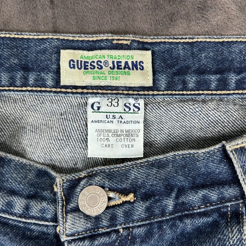 Vintage Guess Jeans Denim Shorts Mens 33 Blue  90s High Rise Double Button